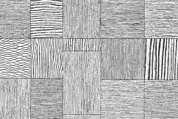 Abstract Black and White Hand-Drawn Line Texture Patchwork