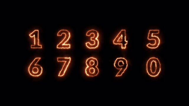 counting animation from 0 to 9 on transparent background, number counting animation vedio with alpha channel in 4k ,Typography for Kids, Numeric Digits 1&ndash;10 Animation in 4K. 