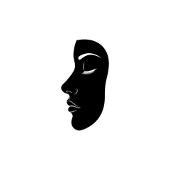 Black Comedy Tragedy Theater Mask Profile Silhouette.