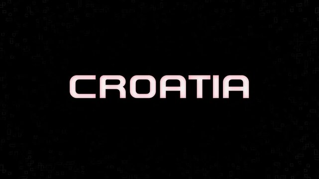 Electrified flashing CROATIA animated graphic in white yellow and black