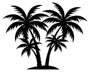 Obraz premium Coconut Palm Tree Silhouette Vector Illustration, Coastal Nature Design