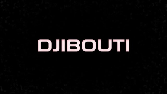 Electrified flashing DJIBOUTI animated graphic in white yellow and black