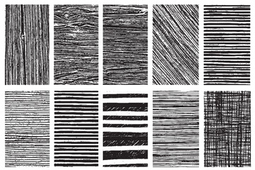 Black and White Hand-Drawn Line Texture Set Collection