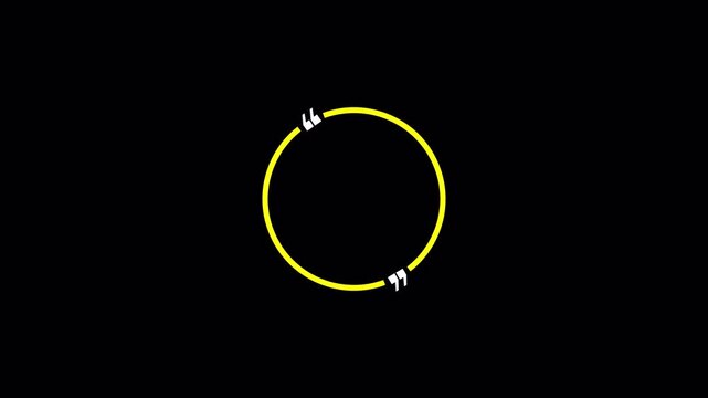 Circle with comma, circle quotation mark graphic animation white quote box animation in chroma key. in transparent background in 4K animation with alpha channel