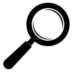 Silhouette of a magnifying glass on a white background.  