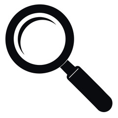 Silhouette of a magnifying glass on a white background.  