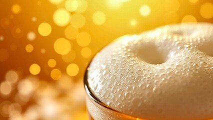 Beer cream foam, golden wine, soft and smooth close-up photos