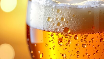 Close up of a beer mug filled with liquid foam