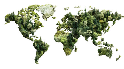 3D Green Forest World Map Eco Earth Globe Nature Environment Isolated
