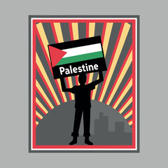 A digital illustration depicting a graphic design free  Palestine flag