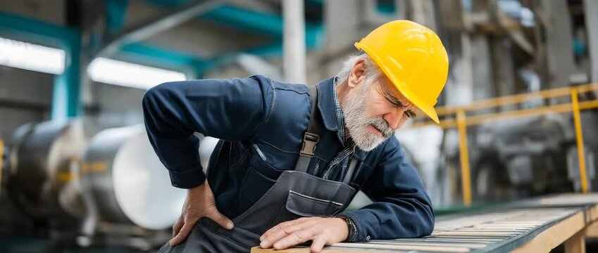 A industry worker suffers from excruciating lower back ache.