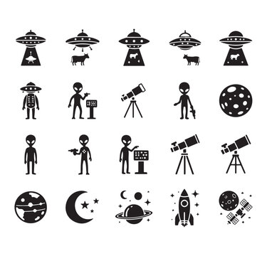 Alien UFO Vector, Space Sci-Fi Clipart Graphics, Flying Saucer Design, Extraterrestrial Set, Galaxy Alien Pack, Outer Space Collection, Science Fiction Bundle

