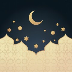 ramadan night mosque illustration