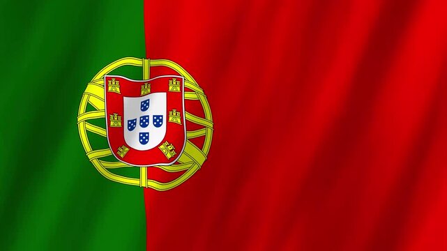 Portugal Flag Waving on Wind, Realistic 4K Background Animation