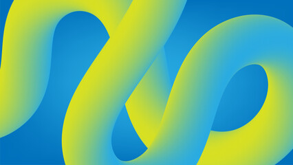 Abstract Fluid Gradient Waves Background with Blue, Green and Yellow Dynamic Flow Shapes