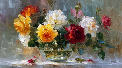 Bouquet of flowers on window