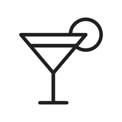Hotel, holiday, weekend concept. Vector signs drawn in flat style. Perfect for web sites, stores, shops, books. Editable stroke. Line icon of slice of citrus on cocktail glass