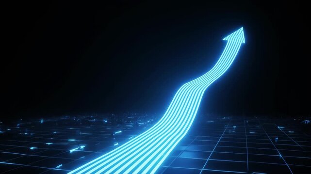 Clean financial arrow growth path illuminated gradually animation