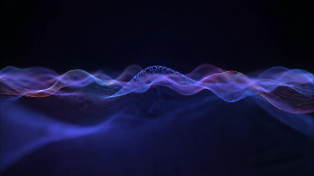 Abstract glowing digital wave pattern on a dark background