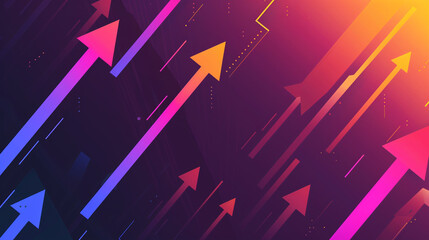 Colorful Arrows Pointing Upwards in Gradient Background, Success Concept
