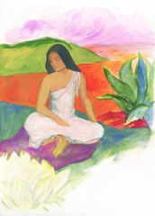 woman portrait. watercolor painting. illustration 