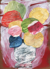 abstract pattern with flowers. watercolor painting. illustration