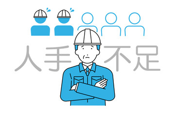 人手不足の悩みを抱える製造業や建設業の経営者のイラスト