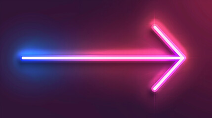 Neon Arrow Sign Pointing Right with Gradient Effect on Dark Background