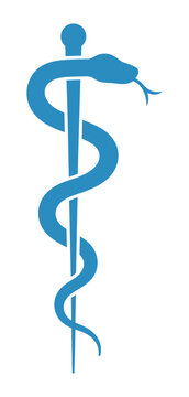 Medical symbol icon, Caduceus alternative staff of Asclepius, snake wrapped around rod, healthcare and medicine vector, isolated white background.