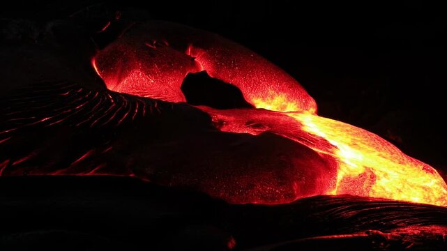 Dramatic volcanic lava flow on the Big Island of Hawaii. 