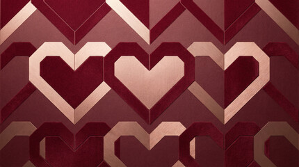 Heart Pattern Red Gold Harmony Celebration Valentine