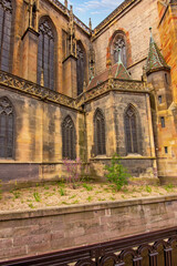 The Eglise Saint Martin Gothic church in Colmar showing detailed stone facade and medieval architectural style.