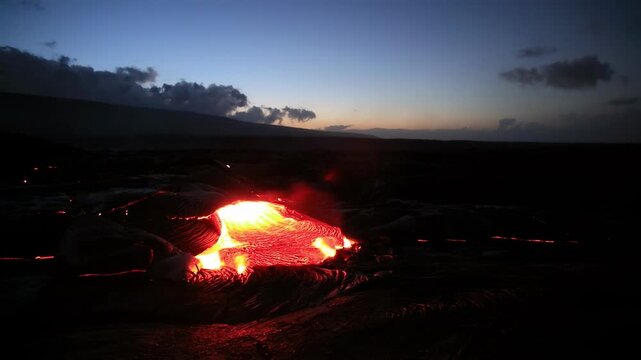 Dramatic volcanic lava flow on the Big Island of Hawaii. 