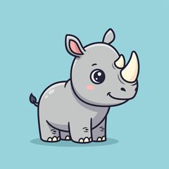 Fototapeta premium Adorable Cartoon Baby Rhinoceros