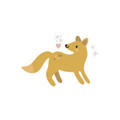 Cute fox vector illustration with playful woodland character. Great for kids decor, nursery prints, and baby branding.