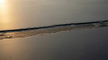 Ultra-Realistic Polished Stone Surface with Single Worn Footstep Track Line, Warm Grazing Light, Copy Space