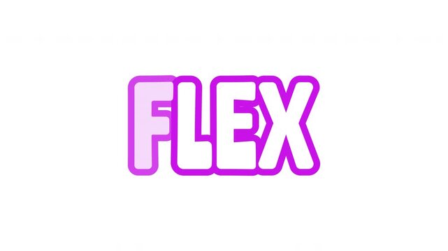 Flex bouncy bubble outline text animation. Swagger confidence. Cool attitude. Show off expression. Stylish mood. Ego boost. Playful call-to-action typography. Animated jumping magenta letters overlay