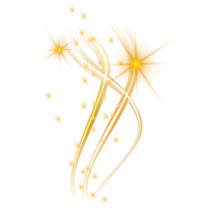 Obraz premium Magical Golden Light Swirl with Sparkles on White Background, Elegant Glowing Effect, Fantasy Glow Effect Light Trail with Sparkles