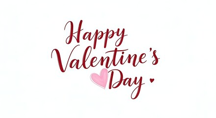 Fototapeta premium Happy Valentines Day greeting card with red text and pink heart