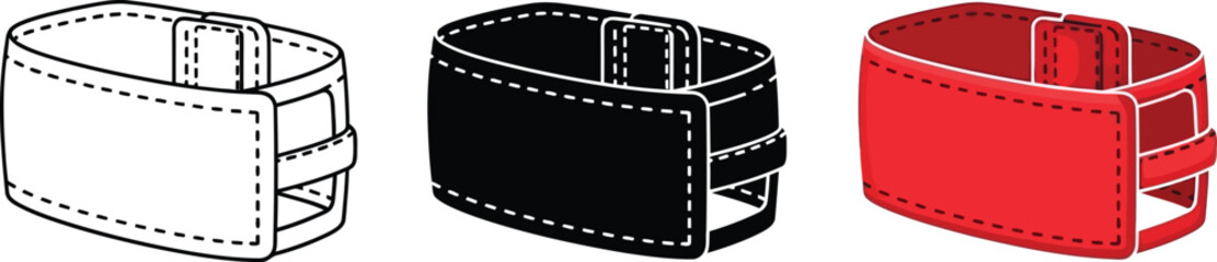 Collection of minimalist wallet icons in white black and red simple flat design elements for finance and shopping concepts isolated on white