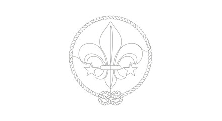 Obraz premium fleur-de-lis symbol with rope circle and stars