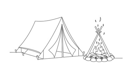 Camping tent and campfire illustration © Ahmad