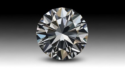 Fototapeta premium Close-up of a perfectly cut, round gemstone on a gradient backdrop, gleaming with facets