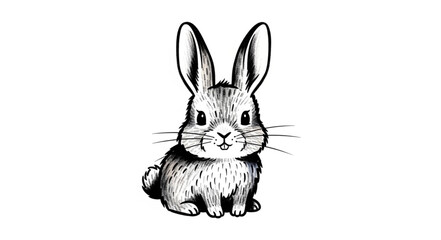 Obraz premium Cute bunny rabbit sketch illustration.