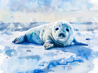 Seal Pup Resting on Arctic Ice