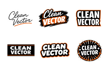 Obraz premium Set of bold text designs featuring 'clean vector' typography in various styles