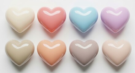 Obraz premium Grid of Pastel Colored Heart Candies for a Sweet Valentine's Design