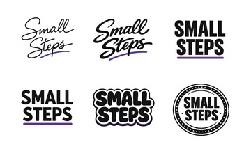 Naklejka premium Diverse small steps typography variations in bold and cursive styles