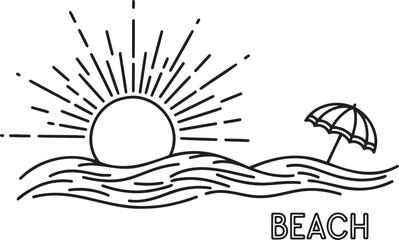 Obraz premium sun and sea Minimalist Flat Vector Icons and Graphic Design Elements