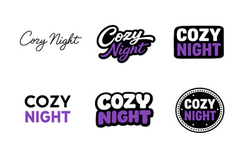 Obraz premium Cozy night: creative typography and design collection in purple and black styles